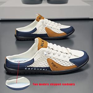 TEMU 남성 봄 생기 넘치는 패션 샌들. 로우컷 레이스업, 단색 디자인 스포츠 슬리퍼, 통기성 좋은 메쉬 고품질 원단, 충분한 편안함과 통기성 편안함 제공, 야외 휴가 여행 필수템