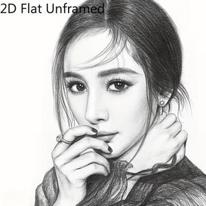 TEMU 2D 평면, 사진으로 제작하는 맞춤형 수작업 손그림 포트레이트 - 액자 없는 캔버스 벽 예술, 사무실 장식용, 모던/세로형, 침실용 고리 설치, 선물용, 교실용, 2D 평면