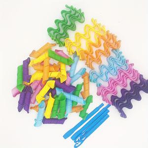 TEMU 60개 무열 컬링 로드 세트 (2종 무열 컬러 + 2개 후크 포함), 짧거나 중간 길이의 여성 및 소녀용 컬링 팁 (9.8인치/25cm 워터 웨이브 + 7.87인치/20cm 미디엄 웨이브)