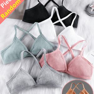 TEMU 랜덤 색상 여성용 골지 백리스 스포츠 브라 3종 세트 (언더와이어 없음), 통기성 좋은 란제리 (And)