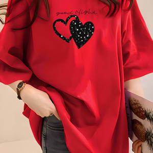 TEMU 플러스 사이즈 티셔츠 블라우스 크롭탑 티셔츠, 여성용 라운드넥 여름 남녀공용 폴리에스터 신축성 있는 여유로운 편안한 반팔 고신축성 연예인 프린팅 인터넷 티셔츠