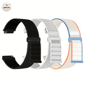 TEMU (3개 팩) 20mm 22mm 나일론 밴드, 삼성 7 6 5 4 FE 40mm 44mm/갤럭시 6/4 클래식 47mm 43mm/46mm 42mm/워치 5 Pro 45mm/3 41mm/남성/여성용