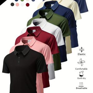 TEMU 여름 칼라 남성 반팔 셔츠 8pcs 세트, 아이스 실키 무봉제 라이트 플레이트 멀티컬러 셔츠, 캐주얼 스포츠웨어 남성 상의, 비즈니스, 업무, 데이트, 홈웨어에 완벽, 여행 필수 캐주얼 스타일, 비즈니스 캐주얼,여행용 의류,스타일리시 탑,모던 패션,부드러운 질감,가벼운 소재,반팔 티셔츠,멀티팩 셔츠,전문 남성,자주 여행하는 사람들