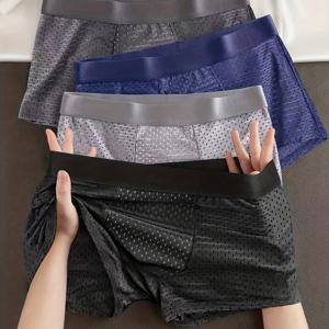 TEMU 남성용 4pcs 박서 브리프 - 가벼운 통기성 속옷, 고탄력 소프트 노쇼 트렁크 (헬스, 러닝, 일상용) - 빠른 건조 스포츠 & 캐주얼 팬티 - 세탁 가능, 반투명 디자인, 고탄력 소재