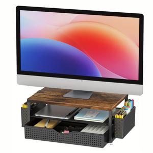 TEMU 1개 모니터 스탠드 수납 서랍 및 펜 홀더 포함, 홈 오피스 데스크탑 정리대, 내구성 있는 컴퓨터 모니터 스탠드, 가정용 & 사무실용 데스크 정리함, 여성 선물 추천, 책상 및 서랍 정리함