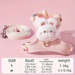 TEMU 애견용 하네스와 리드 세트, 소형·중형·대형 강아지용 - I자형 디자인, 안전한 펫 조끼, 귀여운 꽃 장식, 조절 가능한 하네스, 중형견 및 소형견 주인용