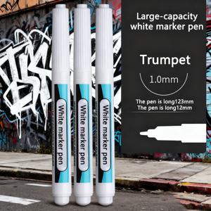 TEMU 화이트 영구 마커 펜 - 유성 롱 팁 마커 (그라피티, 타이어, 금속, 유리, 건설, 목재 마킹용) - 두꺼운 팁 흰색 잉크 마커