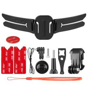 TEMU 액션 카메라 헬멧 턱 마운트, 헬멧 옆면 접착 브래킷 세트, Gopro DJI Fimi Xiaoyi 및 휴대폰 호환, 멀티 확장 추가 기능 포함