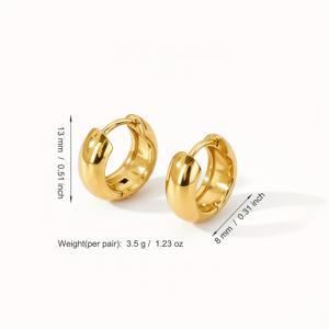 TEMU 고품질 18K 금도금 퇴색 방지 스테인리스 스틸 여성용 후프 귀걸이, 316L 이어 포스트 저자극성, 5mm 와이어 직경, 우아하고 트렌디하며 매력적인 패셔너블 스타일의 간편한 클래식 스타일 주얼리 귀걸이, , 축제용