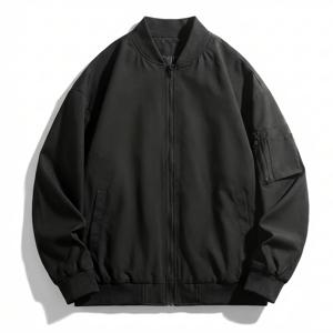 TEMU 남성용 솔리드 컬러 야구 칼라 플라이트 재킷 (지퍼, 스탠드업 칼라), 편안하고 캐주얼한 외출복, 스타일리시하고 다재다능한 남성용 야구 코트