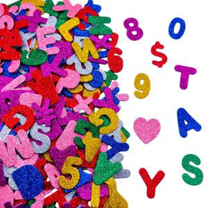 TEMU 140개 자체 접착식 글리터 폼 알파벳 및 숫자 글자와 숫자 - 교실 장식, 공예, 용품용 - 알파벳, 0-9, 빈티지 비닐/종이 시트 포함, 게시판, 스크랩북킹용 - 교사용 스티커