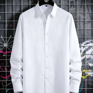 TEMU 남성용 캐주얼 긴팔 클래식 버튼셔츠 - 스프레드 칼라, 홈웨어, 모임, 업무, 외출, 여행 등 다양한 상황에 적합