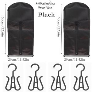 TEMU 6개입 가발 보관 가방 세트 (블랙 60cm 보관 가방 2개, 후크 4개 포함), 휴대용 가발 보호 커버, 가발 보관용 가발 도구