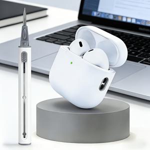 TEMU Airpods Pro 3에 적합한 이어폰 케이스 & 클리닝 펜 2개 세트 (이어폰 케이스 X 1 & 클리닝 펜 X 1), 실리콘 케이스, 순백색 소프트 충격 방지 낙하 방지 보호 커버, 스크래치 방지 이어폰 케이스 클리닝 펜 콤보