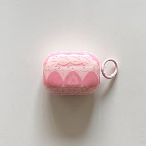 TEMU 귀여운 핑크 레드 크림 딸기 케이크 리본 무늬 보호용 이어폰 케이스, AirPods Pro3, Pro2, 1, 2, 3, 4 Pro 호환