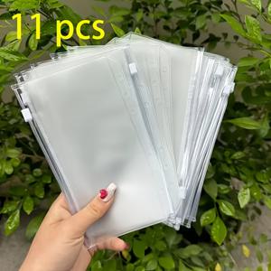 TEMU A6 지퍼 봉투 11개 세트 - 재사용 가능한 현금 보관 가방, 선물 가방, 정리함, 문서 홀더, 청구서 정리함, 사무실 사용, 소품 보관, 미니멀 스타일에 적합