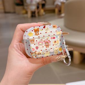 TEMU 애플 에어팟 1/2/3/4/Pro/Pro2용 귀여운 만화 동물 케이스, 가볍고 내구성이 뛰어난 TPU 소재로 제작, 스크래치 방지 및 충격 방지 기능 제공, 이어폰 충전 박스 보호 완벽, 버클 포함