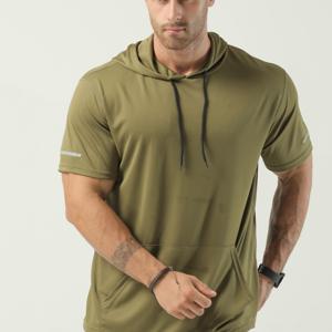 TEMU 남성용 반팔 후드티|짐웨어