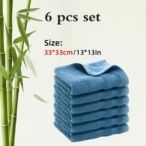 TEMU 대나무 섬유 사각 수건 6개 세트, 부드럽고 흡수성 좋은 속건성 세안/핸드 타월, 편안하고 통기성 좋은 보푸라기 없는 피부 친화적 다용도 행주, 가정, 욕실, 스파, 스포츠, 여행, 주방, 미용실, 반려동물, 호텔용 - 필수 소형 세수건 세트
