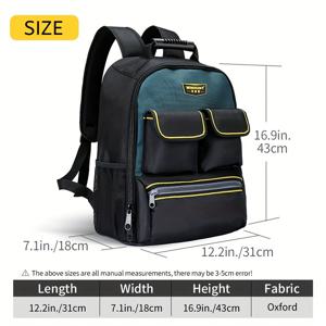 TEMU WINHUNT 남성용 공구 백팩, 전기공 및 건설 작업용 대형 헤비듀티 도구 가방, 17포켓 정리백