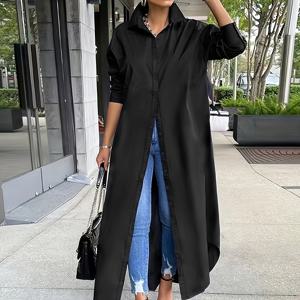 TEMU 플러스 사이즈 - 플러스 사이즈 - 플러스 사이즈 롱 셔츠 재킷 셔츠 드레스