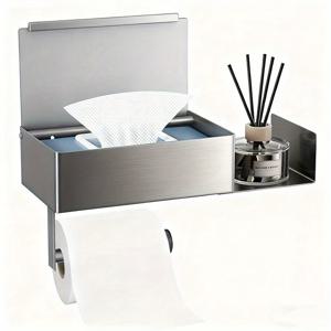TEMU 벽걸이 스테인리스 스틸 젖은 티슈 홀더, 종이 타월 홀더, 종이 타월 박스, 무공구 수납 선반, 크리스마스/할로윈 선물 장식