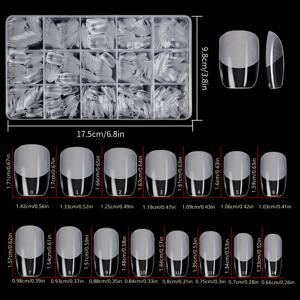 TEMU 450개 울트라 숏 코핀 네일 팁, 15가지 사이즈, 풀커버 소프트 젤 네일, 네일 연장용 아크릴 젤 네일 팁, 사전 성형 세미 매트 인조 젤 네일 팁, 초보자용, DIY 네일 살롱, 봄 여름 네일 연장 필수품