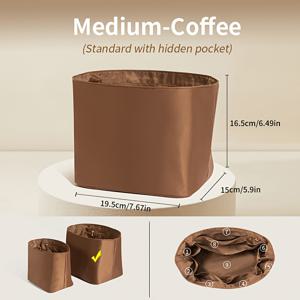 TEMU 트리움프 카바스용 우아한 라이트 브라운 나일론 가방 정리함 - 세련된, 소형 디자인, 화장품 및 액세서리용 다중 구획, 손세탁 또는 전문 세탁, 트리움프 가방 액세서리 | 세련된 가방 정리함 | 경량 정리함, 핸드백용 가방 정리함