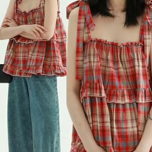 TEMU 봄, 여름 분위기를 위한 편안한 체크무늬 상의