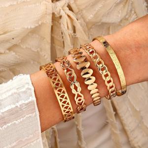 TEMU 5개 세트 웨스턴 이지 체인 S, 패셔너블 골드 믹스 오픈 노트 벨크로 핸드 주얼리, 결혼식, 프롬, 뮤직 페스티벌 및 착용에 적합