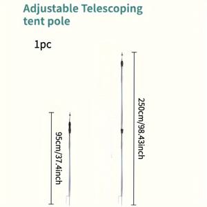 TEMU 1개/2개 텔레스코픽 타프 폴, 캠핑용 헤비듀티 조절형 텐트 폴, 스테인리스 스틸 지지대, 차양, 선 쉘터, 텐트 플라이 캐노피용