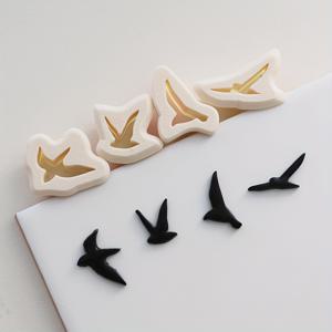 TEMU 네 가지 규격 새 모양 폴리머 클레이 커터 귀여운 소프트 도예용 점토 몰드 DIY 귀걸이 목걸이 주얼리 커팅 도구