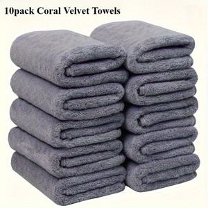 TEMU 10개 코랄 손끝 타월 세트, 초극세사 고흡수력 손끝 타월, 핸드 타월, 헤어 드라이 타월, 홈 욕실/미용실/호텔/스파 등에 적합