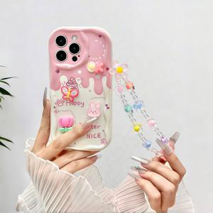 TEMU 휴대폰 케이스 - 와우! 핑크 귀여운 휴대폰 케이스, 아이폰 17 16 15 14 13 12 11 Pro Max Plus XS XR X 8 7에 적합한, 매우 사랑스러운 멀티 컬러 펜던트 체인 및 귀여운 패턴 세트 휴대폰 케이스