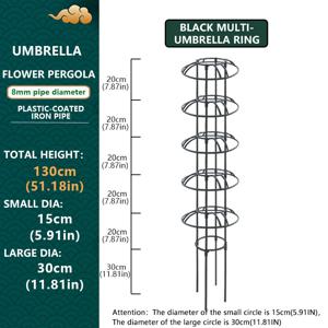 TEMU 버섯 머리 꽃 프레임이 있는 멀티 링 우산형 정원 트렐리스 - , 장미, 덩굴 식물용 내구성 플라스틱 등반 지원 - 발코니, 파티오 및 마당을 위한 공간 절약형 장식용 꽃대