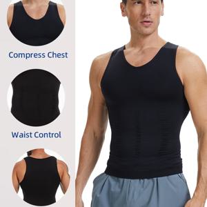 TEMU 남성용 V넥 민소매 바디 쉐이퍼, 슬리밍 가슴 및 피트니스 와이드 숄더 스트랩 압박 조끼, 슬리밍 압박 벨트 바디 쉐이퍼, 복부 제어 쉐이핑 탑