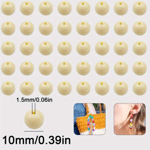 TEMU 크림 옐로우 고품질 유리구슬 10mm/75개, 직선 구멍이 있는 둥근 루즈 비즈, 구슬 액세서리용 스페이서 비즈, DIY 팔찌, 목걸이, 휴대폰 고리, 귀걸이, 헤어 액세서리, 의류, 주얼리 제작 용품, 장식용 구슬