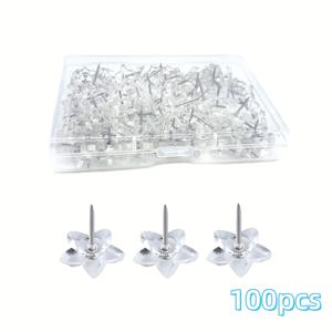 TEMU 100개 투명 별 모양 푸시핀 - 게시판, 스크랩북, 공예용 - 날카로운 팁으로 안정적인 고정, 장식용 정리 도구 (100개입) - 가정, 학교, 사무실, 파티 장식, 크래프트 액세서리, 다재다능한 데코 소품, 내구성 있는 플라스틱