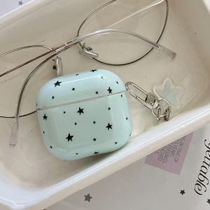 TEMU 민트 블루 & 블랙 별빛 + 펜던트 이어폰 케이스, Apple Airpods Pro 2 케이스 / Airpods Pro 케이스 / Airpods 4 케이스 / Airpods 3 케이스 / Airpods 2 케이스에 적합 / 패셔너블 여성용 이어폰 케이스 / 간편한 이어폰 케이스