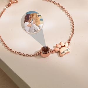 TEMU 애완동물, 고양이 및 강아지 초상화 맞춤 사진 팔찌, 개인 맞춤 프로젝션 팔찌, 각인 텍스트, 발자국 이름판, 맞춤 애완 동물 추모 선물, 스테인리스 스틸 주얼리, 애완 동물 애호가 선물, 데일리 착용