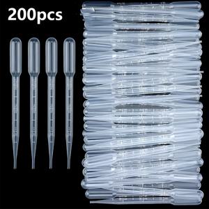 TEMU 200개 일회용 플라스틱 피펫 세트. 3ml 및 5ml 사이즈로 제공되며, 에센셜 오일, 실험실 실험, 아로마테라피 및 화장품 적용에 적합합니다.