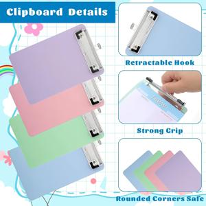 TEMU [4개입] 플라스틱 컬러 미니 클립보드, 저소재 클립 쓰기 보드 18.5X12Cm A6 클립보드 (사무실, 학교, 가정 또는 교실 야외 사용)