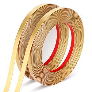 TEMU 2개 골드 트림 스트립, 떼어내어 붙이는 장식 엣지, 0.4인치 폭 X 394인치 총 길이 테이프, 2롤 자체 접착 몰딩 트림 테이프, 거울 프레임 보더 벽 캐비닛 타일 장식용, 실내 장식, 프로젝트 및 공예에 적용