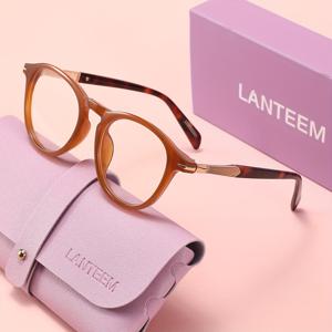 TEMU LANTEEM (안경 케이스 및 외부 보호 케이스 포함) 고품질 메탈 추가 장식 패션 여성용 플레인 안경 투명 렌즈 비장식 안경 Y2K 고양이 눈 프레임 데일리 의류 매칭 휴일 선물 1쌍