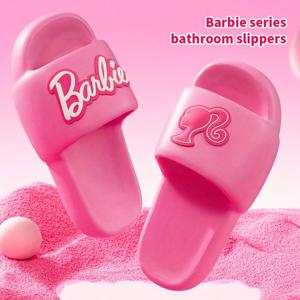 TEMU 미니소 바비 시리즈 욕실 슬리퍼, 부드러운 EVA 소재. 바비 로고 디자인 특징. 욕실 또는 가정용으로 완벽. (1개), 여성 신발