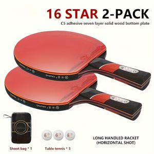 TEMU Anjing 16 Star 정품 탁구 라켓 프로페셔널 등급 싱글 라켓 핸들 수평 핸들 정품 탄소 섬유 대회 탁구 라켓 고탄성 세트 탁구 라켓