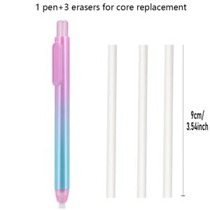 TEMU 리필 가능한 지우개 펜 세트 (펜 1개 + 교체용 芯 3개 포함), 연필자국, 필기 실수, 미술 드로잉, , 정밀한 선 교정용 펜 스타일 지우개, 사무용품