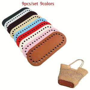 TEMU 9가지 색상 9개 세트, 14.5cm 수제 DIY 직조 가방 바닥, 휴대폰 가방 및 립스틱 가방 베이스 액세서리, 크로셰 여성 가방 PU 베이스 액세서리 키트, DIY 지갑 만들기