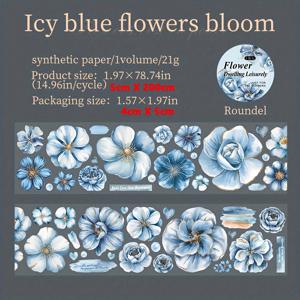 TEMU 여유로운 꽃무늬 PET 와셔 테이프 1롤, DIY 수공예 풍경 접합 테이프 스티커용, 노트북, 스크랩북, 일기장, 저널 재료 접합 테이프 스티커용, 달력 카드, 사진 프레임 테두리 장식 PET 테이프, 노트북, 휴대폰 케이스, 물병 장식용 테이프 스티커