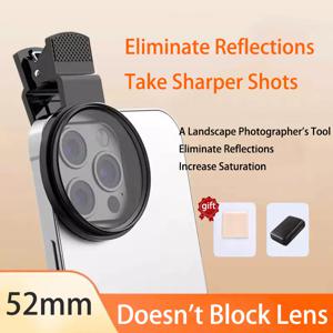 TEMU 52mm 클립형 CPL 휴대폰 카메라 필터, 초박형 원형 편광 필터 (스마트폰용), 색상 채도 향상 및 눈부심 감소, 휴대용 및 탈착식, 모든 스마트폰과 호환, 내구성 좋은 폴리에스터 소재